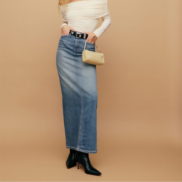 Reformation Daria Ultra High Rise Denim Maxi Skirt Merritt 28 🤍 - Picture 6 of 8